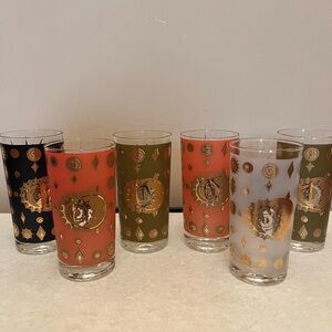 Fred Press Eclipse Highball Glasses: Atomic Starburst Barware. Mutli colored.